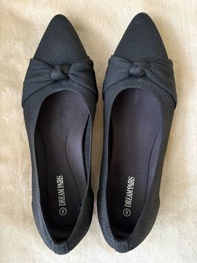 Dream Pairs black knit pointed toe top knot ballet flats •size 8